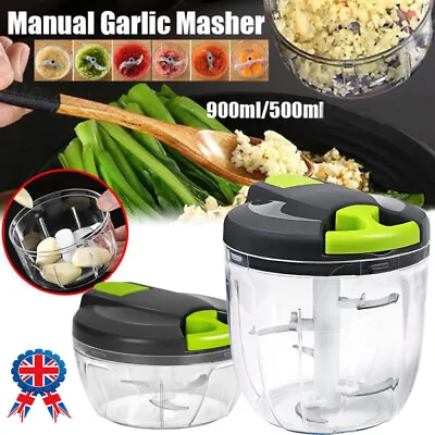 Vegetable Onion Garlic Chopper Manual Pull Rope Food Hand Held Dicer Slicer UK • £7.98