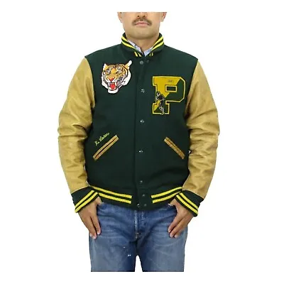 Polo Ralph Lauren Men's Wool Leather Letterman Jacket Coat With Tiger  P  • $399.99