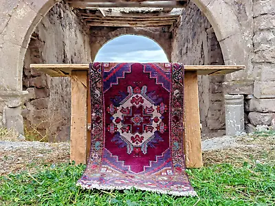 Oushak Runner Vintage Turkish Kilim Rug Decorative Handmade Oriental Wool Carpet • $72.60