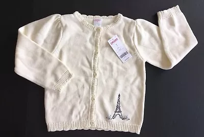 $29.95 • Buy NWT Gymboree Petite Mademoiselle 5 5T Ivory Eiffel Tower Cardigan Sweater