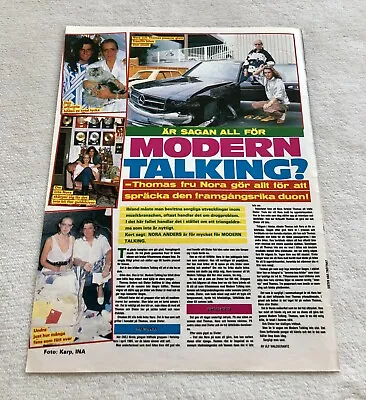 MODERN TALKING 1987 Anders Clipping Poster Swedish Magazine Okej Vintage 1980s • $6