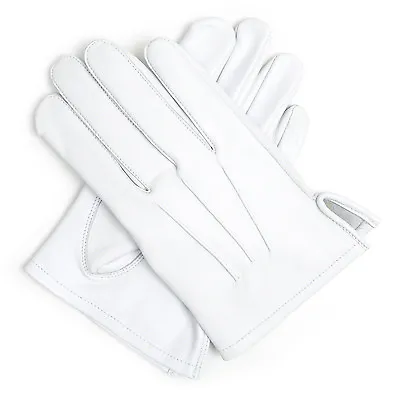 100% Leather White Masonic Wedding Brand Marching Cadet Navy Gloves • $30.37