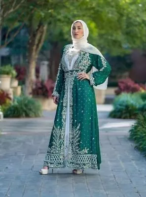 Sale Dubai Moroccan Islamic Kaftan Arabic Fancy Women Gown Takshita Var Dresses • $59.79