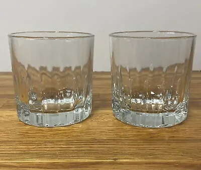 VINTAGE CRISA CLEAR GLASS 10 Oz Tumbler Whiskey Rocks Double Old Fashioned Pair • $17.95