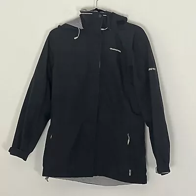 Craghoppers Gore-Tex Waterproof Jacket Rain Coat Women's Size 4 Hooded Black • £33.25