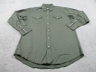 Vintage Wrangler Shirt Adult Extra Large Green Pearl Snap Canvas Western Mens • $28.88