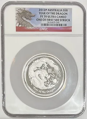$529.99 • Buy 2012 Australia Year Of The Dragon 5 Oz Silver $8 Coin NGC PF 70 Ultra Cameo MBX1