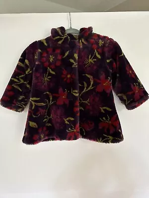 Corky & Company Girls Fleece Swing Coat Jacket Sz 4 Plush Floral Worn 3-4 Times • $20