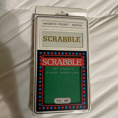 Vintage Pocket Travel Scrabble Magnetic Tiles Mini Case Spear’s Games 1988 Rare • $25