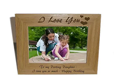 I Love You Wooden Photo Frame 7x5 - Personalise This Frame-Free Engraving • £14.49