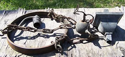 Antique Brass And Cast Iron Arts & Crafts Or Mission Style Hanging Light Fixture • $35