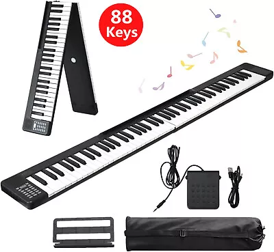 Folding Piano 88 Keys Full Size Keyboard Built In Speaker Portable BT Electronic • $159