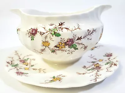 Vintage Myott Staffordshire Heritage Sauce / Gravy Boat With Attached Underplate • $10