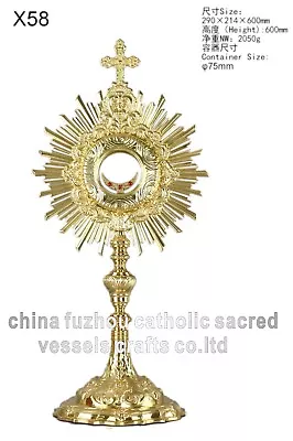 Ornate Brass Monstrance With Luna Newly Finished For Church 23 3/5  High X58 • $716