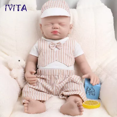 IVITA Cute 19 Sleeping Boy Newborn Lifelike Full Silicone Reborn Baby Doll • $188