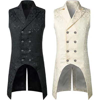 Mens Victorian Suit Vest Steampunk Gothic Medieval Waistcoat Slim Fit Dress Coat • $30.59