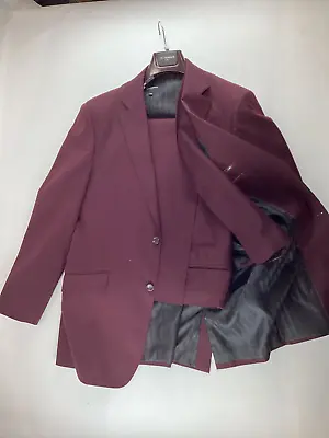 Mens Statement Italy Burgundy Three Piece Suit 42L 36W NEW • $199.99