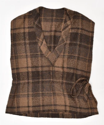 $16.43 • Buy VINTAGE Womens Sleeveless V-Neck Jumper Sweater UK 14 Large Brown Check BS16