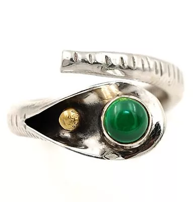 Natural Snake Malachite 925 Solid Sterling Silver Ring Sz 6.5 JH3-8 • $30.99