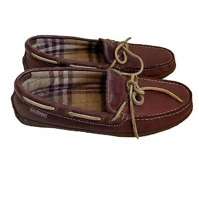 Women's L.L. Bean Leather Flannel Lined Slippers Size 8M • $40