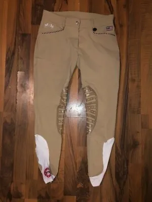 New Equine Couture Lets Ride Front Zip Size 28 Safari Tan Breeches  • $33