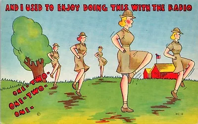 WWII WAC I Used To Enjoy This With Radio Workout Comic Humor Postcard • $9.99