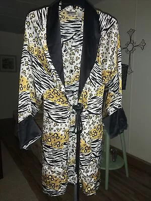 Walt Disney World Womens 2 Piece Silk Robe/Sleep Shirt Mickey Animal Print  XL • $44