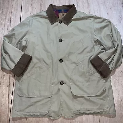 $44.99 • Buy Vintage American Eagle Canvas Chore Barn Field Coat Jacket Beige Corduroy Large