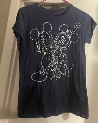 Mickey & Minnie Mouse - Black & Silver Disney Shirt - Ladies Cut - L • $2.99