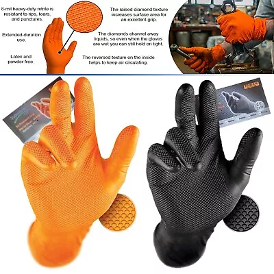 Disposable Strong Orange Nitrile Gloves Mechanic Tattooist Piercing Latex Free • £7.99