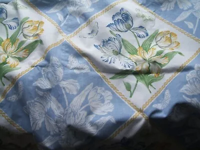 Jane Churchill Blue Tulip Diamond Spring Fresh Print Fabric 70 X 58  Free Post • £19