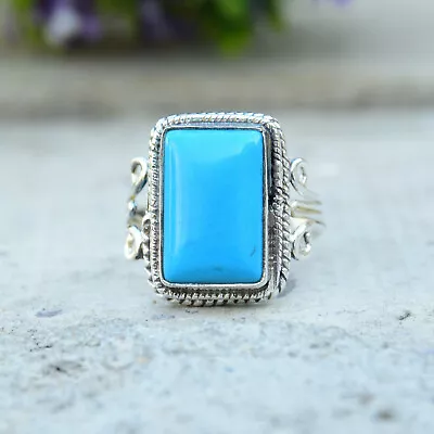 Sleeping Beauty Turquoise 925 Sterling Silver Mother's Day Ring EM- 492 • $10.04