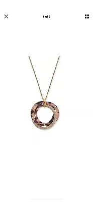 Michael Kors Pave Jeweled Blush Tortoise Necklace Circle Rose Gold New NWT • $55