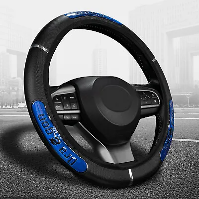 15  PU Car Steering Wheel Cover Elastic Anti-Slip Black Blue Accessories Leather • $7.99