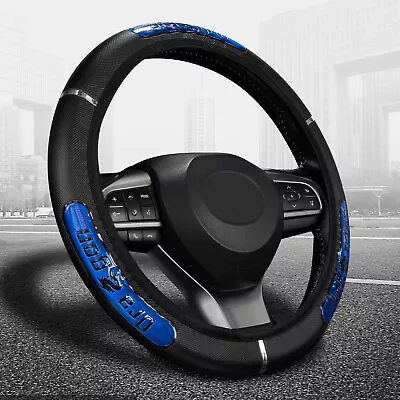 15   PU Leather Car Steering Wheel Cover Elastic AntiSlip Black Blue Accessories • $8.46