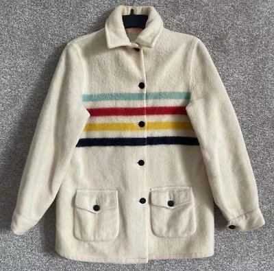 Vintage Hudson Bay Point Blanket Womens Button Wool Coat Jacket Sz Small? 19X28 • $199.99