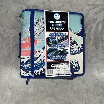 Case-It The Mighty Zip Tab 3 Ring Zipper Binder Japanese Wave 🌊🌊 NEW W/ TAGS • $24.99