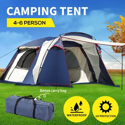 $185.99 • Buy Large Family Camping Tent Tents Portable Outdoor Hiking Beach 4-6 Person Shelter