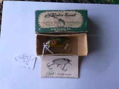 C A Clark Water Scout Vintage Fishing Lure W/box And Paper. • $9