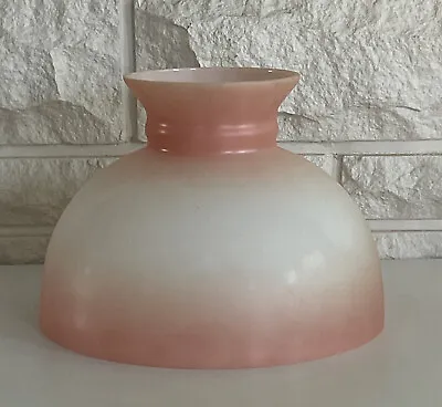 Vintage 10  Fitter Pink Tint Hurricane Oil Or Electric Glass Dome Lamp Shade • $55