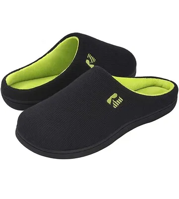 Rockdove Mens Two Tone Memory Foam Comfort Slip On Open Back Slippers Size XL • £6.99