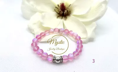 Mystic Mermaid Bracelet Made In The U.S. With 8mm Iridescent Shimmering Beads • $14.90