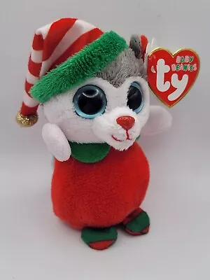 SHIPS FREE TY Baby Beanie JUNEAU Christmas Husky Dog Pup 4  MINI  New Old Stock  • $12.80