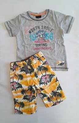 Boys Next 2 Part Set 100% Cotton Hawaiian Shorts And T-Shirt Age 2-3 Years • £16.99