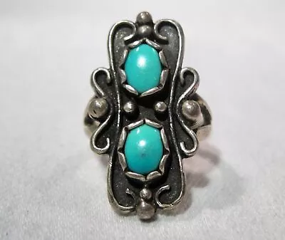 Vintage Navajo Sterling Silver Turquoise Knuckle Ring Size 5 K1616 • $55