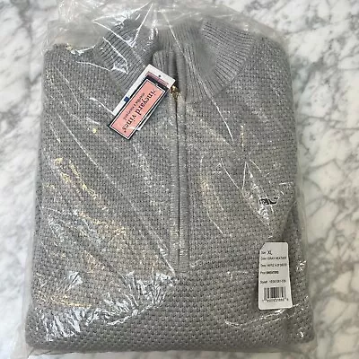 Vineyard Vines Men’s XL Gray 1/4 Zip Pullover Sweater 100% Cotton NWT Free Ship • $39.99