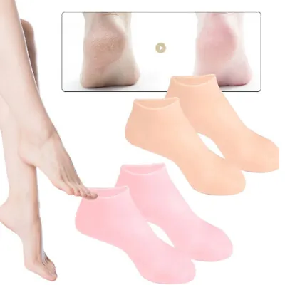 2 Pair Full Length Silicone Gel Moisturizing Socks Foot Care Protector Free Ship • $8.99