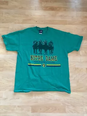 Vintage Notre Dame Tradition College University T Shirt Green Large • $15