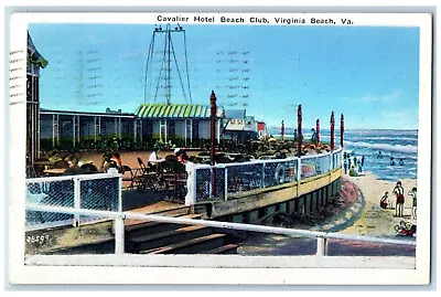 1938 View Of Cavalier Hotel Beach Club Virginia Beach VA Vintage Posted Postcard • $14.98