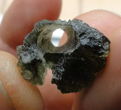 Green Tektite Genuine MOLDAVITE With Natural HOLE !!! - Czech Republic Nesmen • $99